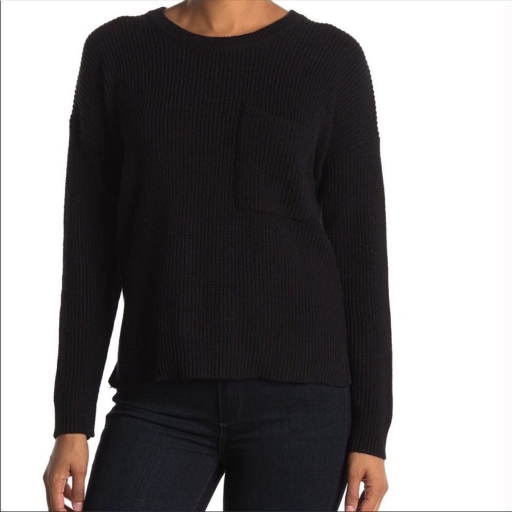 MADEWELL Thompson Pocket Pullover Sweater in Black Size XXS